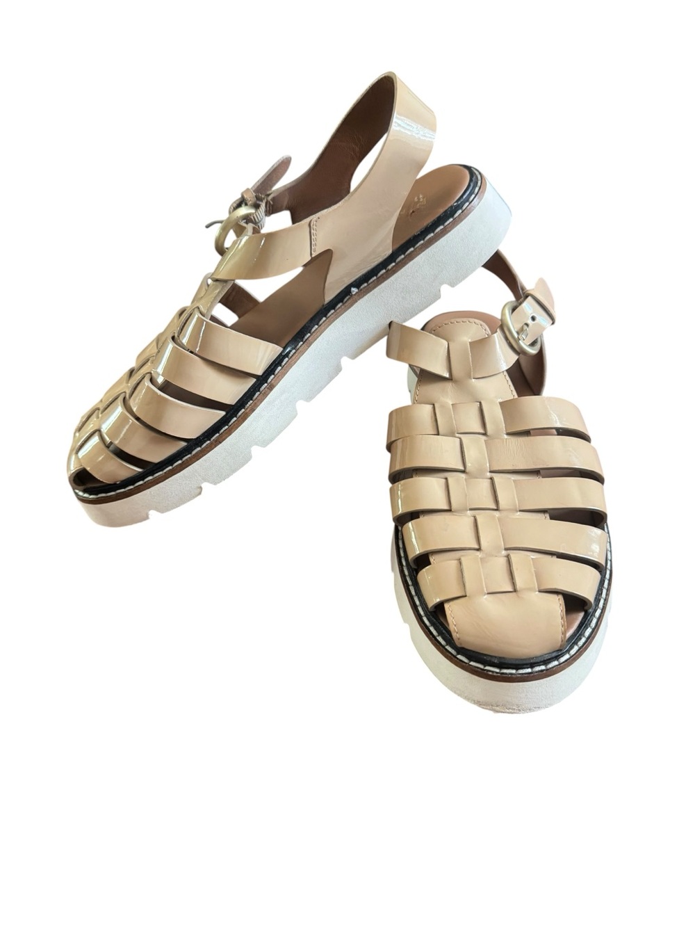Anthropologie Patent Leather Fisherman Sandals